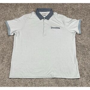 Original Penguin Polo‎ Shirt Mens XXL Gray Blue Contrast Collar Golf Casual